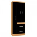 Ver imagem 2 de Guarda-Roupa Solteiro Milão 3 Portas 2 Gavetas Damasco/Preto - Poquema