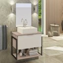 Ver imagem 1 de Kit Gabinete Banheiro Completo Industrial Tech 60cm Madeirado/branco - Cuba Branca