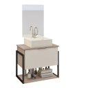 Ver imagem 3 de Kit Gabinete Banheiro Completo Industrial Tech 60cm Madeirado/branco - Cuba Branca