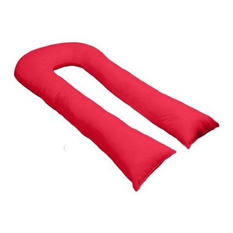 Travesseiro Tipo U 170x80cm para Gestante Gigante de Corpo - Vermelho