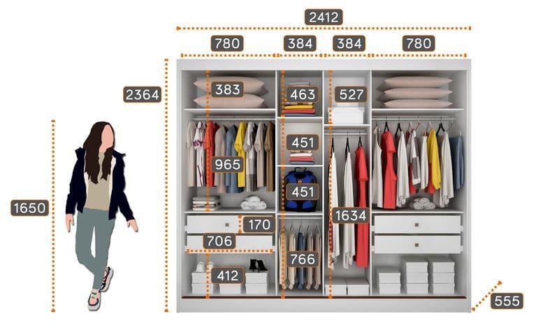 Dormitório Casal Completo 3 Peças com Espelho 2 Portas 10 Gavetas - Catânia-branco - Móveis Novo Hor - 5