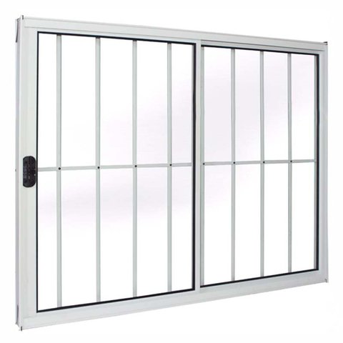 Janela de Alumínio Branco Vitro de Correr 2 Folhas Com Grade CMC Modular - 1.50 (L) X 1.00 (A)