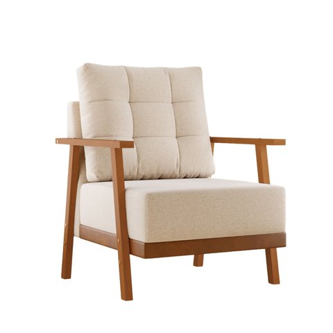 Poltrona para Decoração Linho Bege - Moderna e Elegante