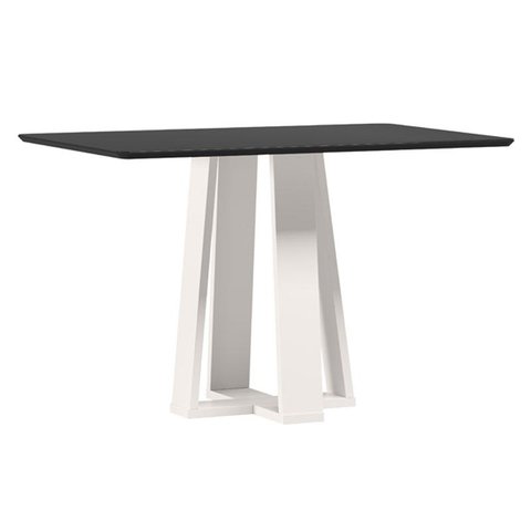 Mesa de Jantar Rubi 120x80 Cm com Vidro Off White Preto – New Ceval
