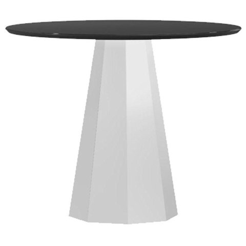 Mesa de Jantar 120x120 Cm Isis com Vidro Off White Preto - New Ceval