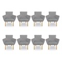 Ver imagem 1 de Kit 8 Poltronas Decorativa Leticia Suede Pés Palito Castanho - Pallazio