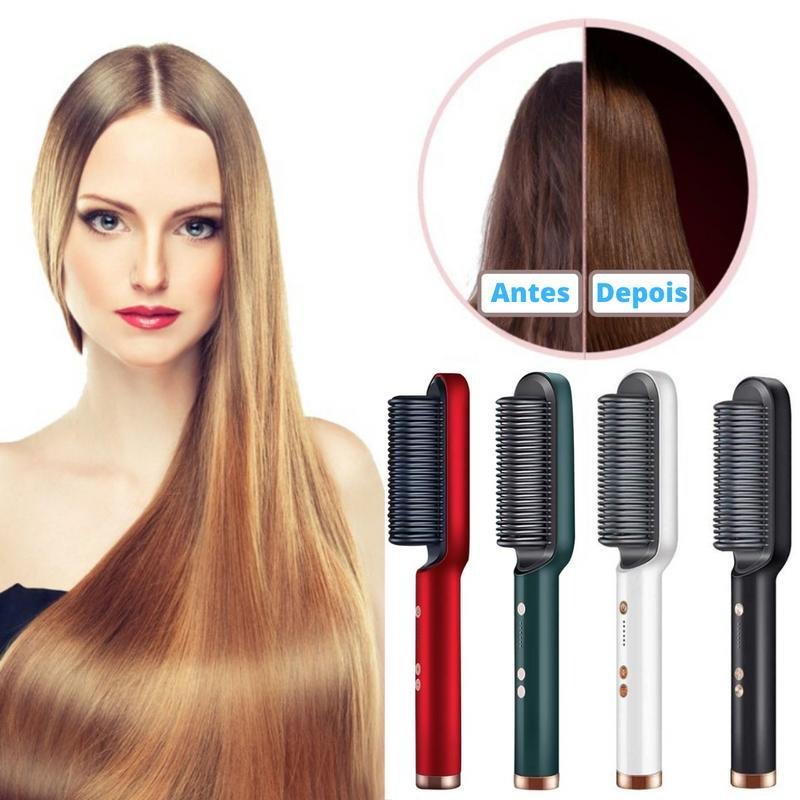 Escova Alisadora Cabelo Sleek Anion Hair 3 em 1 Alisa Seca e - 2