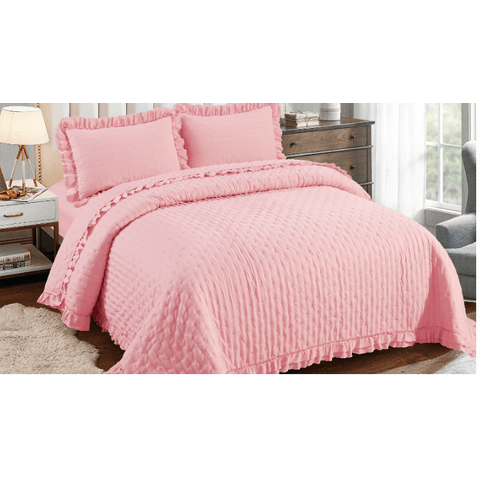 Kit Colcha Peplum Queen 3 pçs 2,40m x 2,60m Rosa Sonhare Sultan