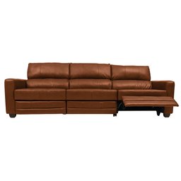 Sofá Sala de Cinema Elétrico Maldivas Reclinável Retrátil 4 Lugares 281cm Couro Conhaque Brilho G40  - 2