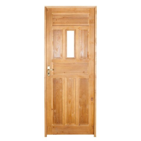Kit Porta de Madeira Postigo 210x82cm Batente 11cm Eco Uniportas Abertura Direita Marrom