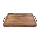 Ver imagem 4 de Tábua de Madeira Maciça P/ Churrasco Pegador Ferro Rústico:liso/marrom