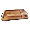 Ver imagem 5 de Tábua de Madeira Maciça P/ Churrasco Pegador Ferro Rústico:liso/marrom