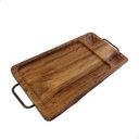 Ver imagem 1 de Tábua de Madeira Maciça P/ Churrasco Pegador Ferro Rústico:liso/marrom