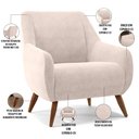 Ver imagem 4 de Kit 02 Poltronas Decorativa Fixa Pés de Madeira Paloma D02 Veludo Bege B-309 - Lyam Decor
