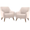 Ver imagem 1 de Kit 02 Poltronas Decorativa Fixa Pés de Madeira Paloma D02 Veludo Bege B-309 - Lyam Decor