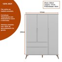Ver imagem 6 de Conjunto Infantil Guarda Roupa e Cômoda Tina 100% Mdf Cinza Semi Brilho - Sallar Home