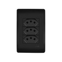 Ver imagem 1 de Tomada Tripla Fame Habitat Black 2P+T 20A com Placa 4x2 Preta