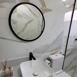 Espelho Redondo de Parede Estilo Minimalista 80 Cm - Preto - 5
