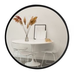 Espelho Redondo de Parede Estilo Minimalista 80 Cm - Preto - 1