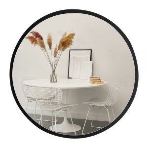 Espelho Redondo de Parede Estilo Minimalista 80 Cm - Preto