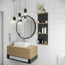 Ver imagem 2 de Espelho Redondo de Parede Estilo Minimalista 80 Cm - Preto