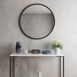 Espelho Redondo de Parede Estilo Minimalista 80 Cm - Preto - 4