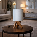 Ver imagem 3 de Abajur Vênus de Mesa Decorativo em Tecido Luz Aconchegante:palha