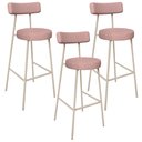 Ver imagem 1 de Kit 03 Banquetas Alta Bar Cozinha Sala de Jantar Aço Milão Arena L02 Linho Rosa - Lyam Decor