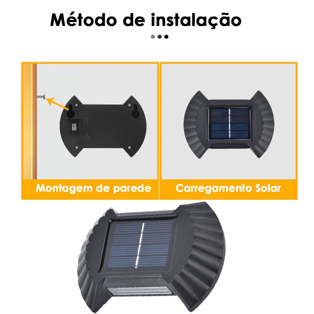 Luminaria Solar Parede Arandela Balizador Led Kit 4 Und Luz Decorativa Jardim Casa Quintal Seguran - 13