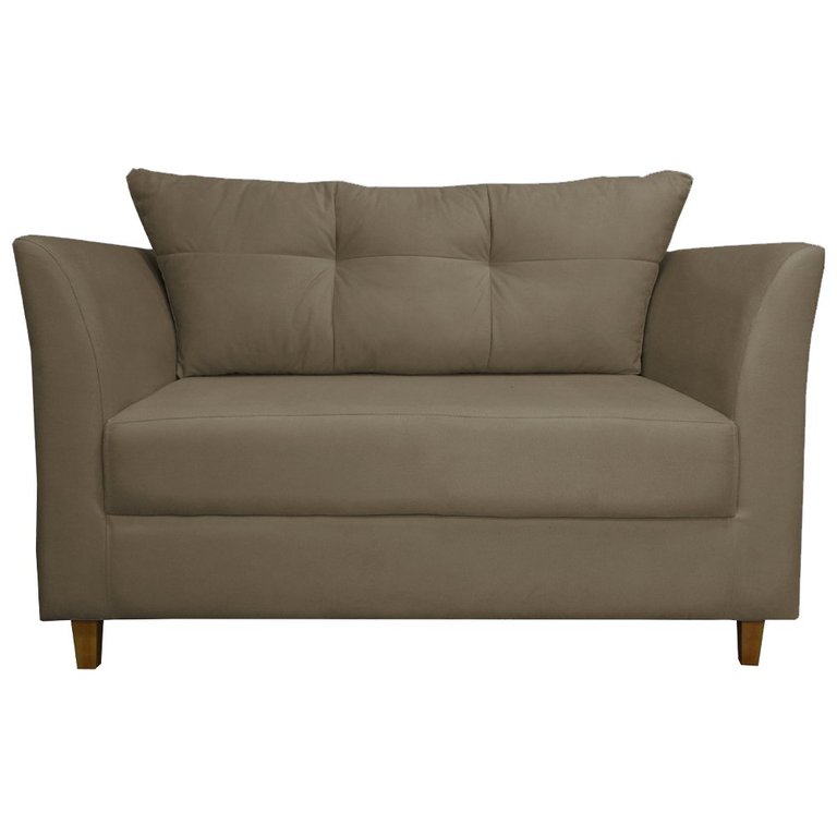 Namoradeira Decorativa Isis Pés Trapézio Suede Capuccino - DS Estofados