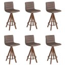 Ver imagem 1 de Kit 6 banquetas gourmet giratoria Julia-Assento Marrom Camurça