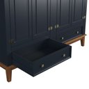 Ver imagem 2 de Guarda Roupa Solteiro Madeira Maciça Rústico 4 Portas 2 Gavetas Azul Petróleo - Apaixone & Decore
