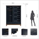 Ver imagem 3 de Guarda Roupa Solteiro Madeira Maciça Rústico 4 Portas 2 Gavetas Azul Petróleo - Apaixone & Decore