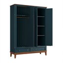 Ver imagem 5 de Guarda Roupa Solteiro Madeira Maciça Rústico 4 Portas 2 Gavetas Azul Petróleo - Apaixone & Decore