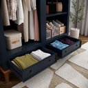 Ver imagem 7 de Guarda Roupa Solteiro Madeira Maciça Rústico 4 Portas 2 Gavetas Azul Petróleo - Apaixone & Decore