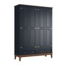 Guarda-roupa Rústico 4 Portas e 2 Gavetas - Madeira Maciça e Mdf - Azul Petróleo - 1