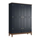 Ver imagem 1 de Guarda Roupa Solteiro Madeira Maciça Rústico 4 Portas 2 Gavetas Azul Petróleo - Apaixone & Decore