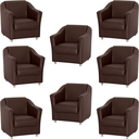 Ver imagem 1 de Kit 8 Poltronas Decorativa Reforçada Recepção Clinica Salão Courino Marrom