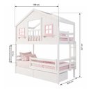 Ver imagem 3 de Beliche Infantil Casinha Dos Sonhos com Varanda 2 Gavetas Madeira Maciça Branco Rosa Megamobília