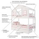Ver imagem 4 de Beliche Infantil Casinha Dos Sonhos com Varanda 2 Gavetas Madeira Maciça Branco Rosa Megamobília