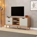 Ver imagem 2 de Rack para Tv até 60 Polegadas com 2 Gavetas 1 Porta Mel Off White Mb 1096 Movelbento