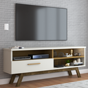 Ver imagem 1 de Rack para TV Até 55 Polegadas Bolonha 1 Porta Off White/Cinamomo - Panorama Móveis