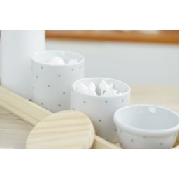 Kit Higiene Porcelana Bebê Maternidade Poá Cinza Unissex Bancada K066 - 11