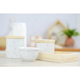 Kit Higiene Porcelana Bebê Maternidade Poá Cinza Unissex Bancada K066 - 2