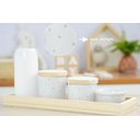 Ver imagem 4 de Kit Higiene Porcelana Bebê Maternidade Poá Cinza Unissex Bancada K066