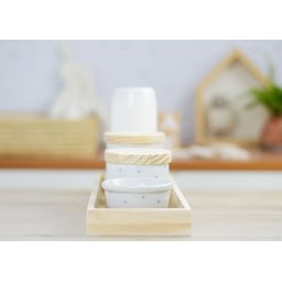 Kit Higiene Porcelana Bebê Maternidade Poá Cinza Unissex Bancada K066 - 8