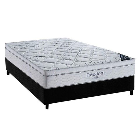 Cama Box Casal: Colchão Molas Ensacadas Ortobom Superpocket Freedom Visco + Base Black(138x188)