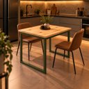 Ver imagem 2 de Mesa de Jantar Reforçada Industrial 100x50cm Tampo Bege Pés Verde