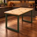 Ver imagem 1 de Mesa de Jantar Reforçada Industrial 100x50cm Tampo Bege Pés Verde