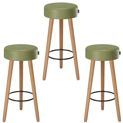 Kit com 3 Banqueta Londres com 3 Pés Palito - Verde
